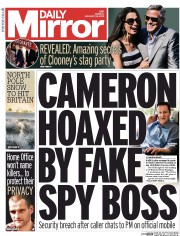 Daily Mirror () Newspaper Front Page for 26 January 2015