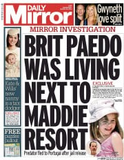 Daily Mirror () Newspaper Front Page for 26 March 2014