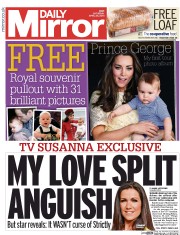 Daily Mirror () Newspaper Front Page for 26 April 2014