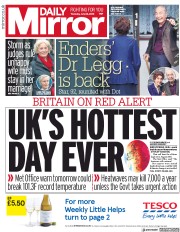 Daily Mirror () Newspaper Front Page for 26 July 2018