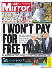 Daily Mirror () Newspaper Front Page for 26 August 2019