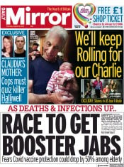 Daily Mirror () Newspaper Front Page for 26 August 2021