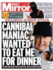 Daily Mirror () Newspaper Front Page for 26 September 2014