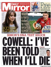 Daily Mirror () Newspaper Front Page for 26 September 2015