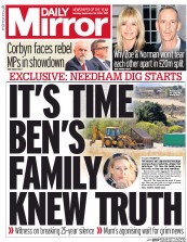 Daily Mirror () Newspaper Front Page for 26 September 2016