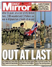 Daily Mirror () Newspaper Front Page for 27 October 2014