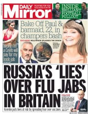 Daily Mirror () Newspaper Front Page for 27 November 2017