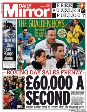 Daily Mirror () Newspaper Front Page for 27 December 2013