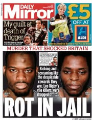 Daily Mirror () Newspaper Front Page for 27 February 2014