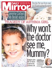 Daily Mirror () Newspaper Front Page for 27 February 2018