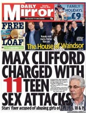 Daily Mirror () Newspaper Front Page for 27 April 2013