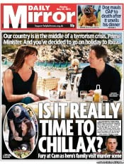 Daily Mirror () Newspaper Front Page for 27 May 2013