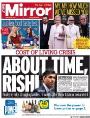 Daily Mirror () Newspaper Front Page for 27 May 2022