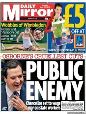 Daily Mirror () Newspaper Front Page for 27 June 2013