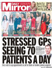 Daily Mirror () Newspaper Front Page for 27 June 2018
