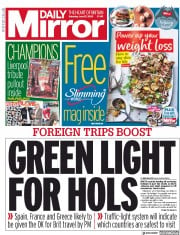 Daily Mirror () Newspaper Front Page for 27 June 2020