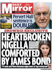 Daily Mirror () Newspaper Front Page for 27 July 2013