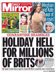Daily Mirror () Newspaper Front Page for 27 July 2020