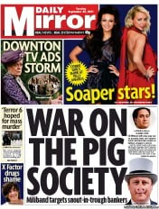 Daily Mirror () Newspaper Front Page for 27 September 2011
