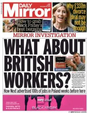 Daily Mirror () Newspaper Front Page for 28 November 2014