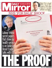 Daily Mirror () Newspaper Front Page for 28 November 2019