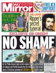 Daily Mirror () Newspaper Front Page for 28 November 2020