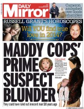 Daily Mirror () Newspaper Front Page for 28 December 2013