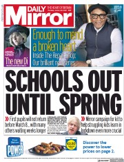 Daily Mirror () Newspaper Front Page for 28 January 2021