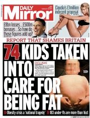 Daily Mirror () Newspaper Front Page for 28 February 2014