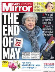 Daily Mirror () Newspaper Front Page for 28 March 2019