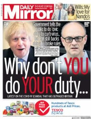 Daily Mirror () Newspaper Front Page for 28 May 2020
