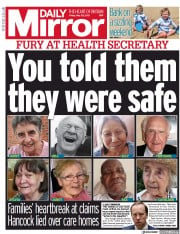 Daily Mirror () Newspaper Front Page for 28 May 2021