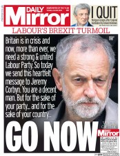 Daily Mirror () Newspaper Front Page for 28 June 2016