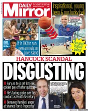 Daily Mirror () Newspaper Front Page for 28 June 2021