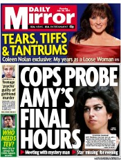 Daily Mirror () Newspaper Front Page for 28 July 2011