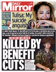 Daily Mirror () Newspaper Front Page for 28 July 2014