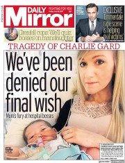 Daily Mirror () Newspaper Front Page for 28 July 2017