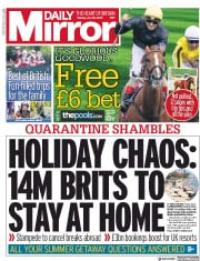 Daily Mirror () Newspaper Front Page for 28 July 2020