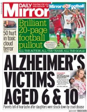 Daily Mirror () Newspaper Front Page for 28 August 2017