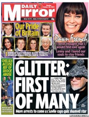 Daily Mirror () Newspaper Front Page for 29 October 2012