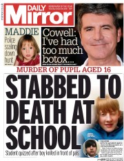 Daily Mirror () Newspaper Front Page for 29 October 2015