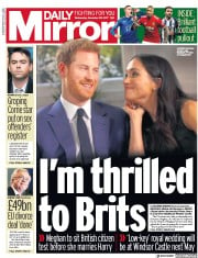 Daily Mirror () Newspaper Front Page for 29 November 2017