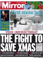 Daily Mirror () Newspaper Front Page for 29 November 2021