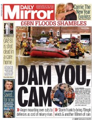 Daily Mirror () Newspaper Front Page for 29 December 2015