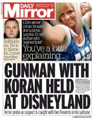Daily Mirror () Newspaper Front Page for 29 January 2016