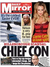 Daily Mirror () Newspaper Front Page for 29 March 2013