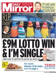Daily Mirror () Newspaper Front Page for 29 March 2018