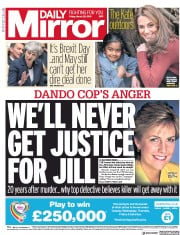 Daily Mirror () Newspaper Front Page for 29 March 2019