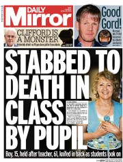 Daily Mirror () Newspaper Front Page for 29 April 2014