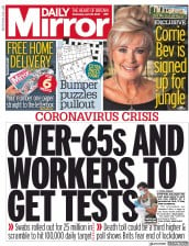 Daily Mirror () Newspaper Front Page for 29 April 2020